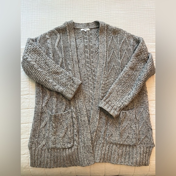 Madewell Sweaters - Madewell Cableknit Cardigan Sweater Womens Sz Large Open Marled Slouchy Alpaca